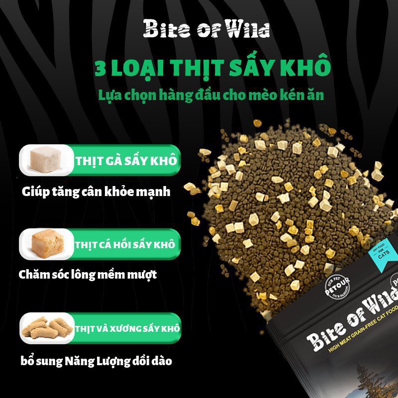 Hạt Bite Of Wild Cho Mèo Túi 1kg - Hạt Khô Dành Cho Mèo , siêu dinh dưỡng  100% từ thịt thật